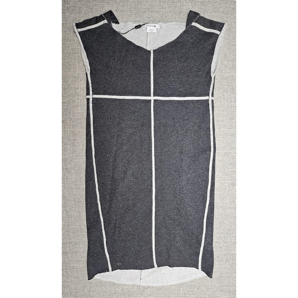 Lacoste Dress Womens Medium 36 Gray Heather Contrast Stitch Tunic Knit